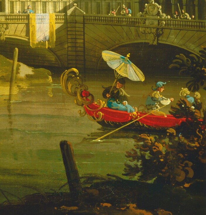 A vibrant focal point on the water, suggesting leisure and exoticism.