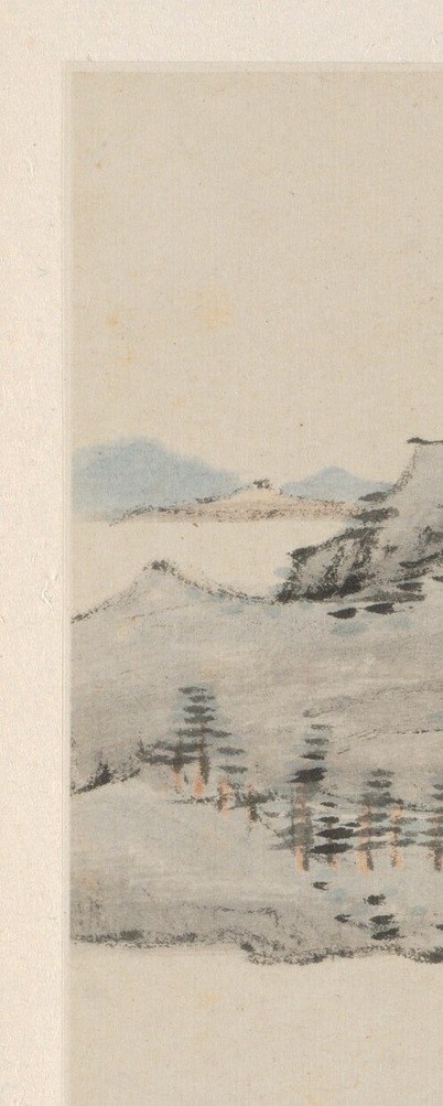 The poem at the top is the key. Xiao Yuncong painted this in 1668, long after the Ming dynasty fell.