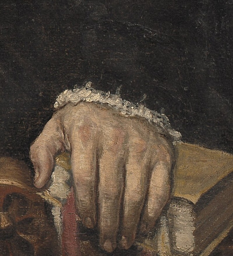The hand's position and the subtle rendering of the knuckles and veins show El Greco's mastery of anatomy.