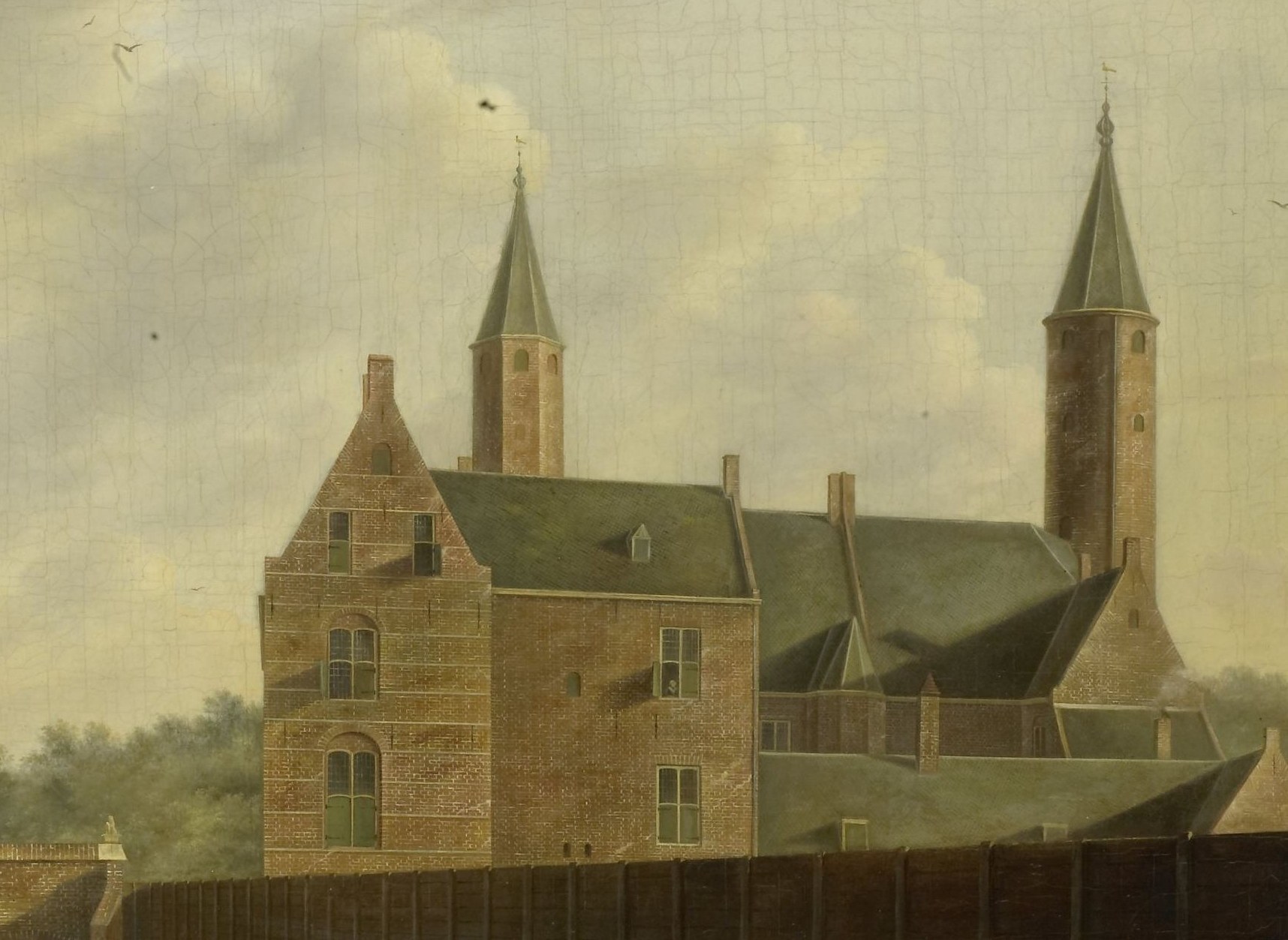 The central architectural subject, its scale and prominent towers suggest power and permanence.