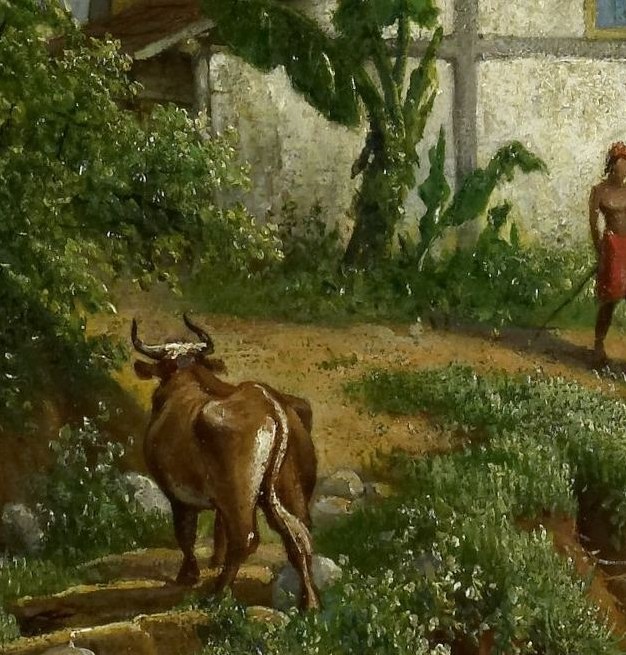 This animal adds a touch of pastoral realism and suggests the agrarian nature of the setting.