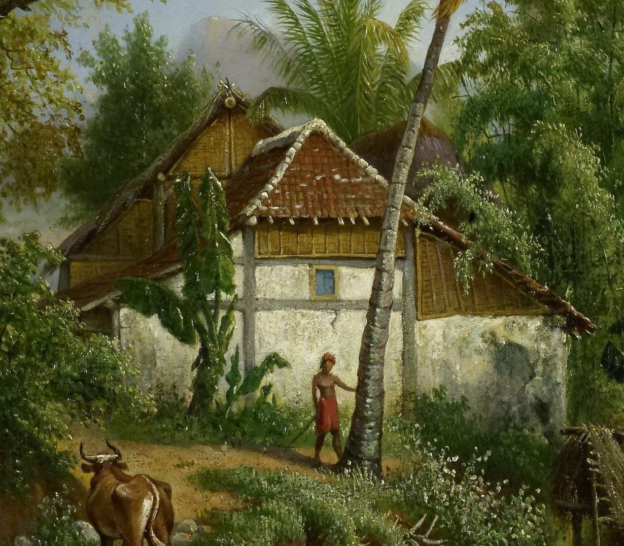 This thatched roof house is typical of Indonesian villages.