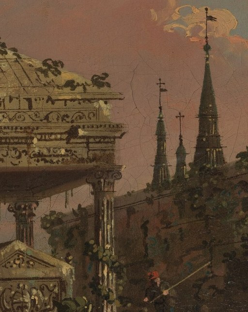 It's a capriccio. An imaginary landscape, assembled from real pieces.