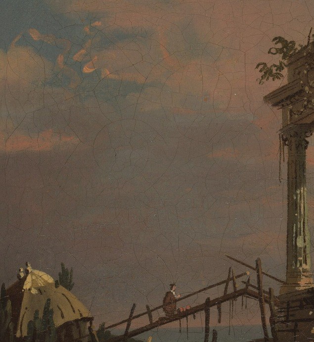 The tomb gives the painting its name. Nature is slowly erasing it.