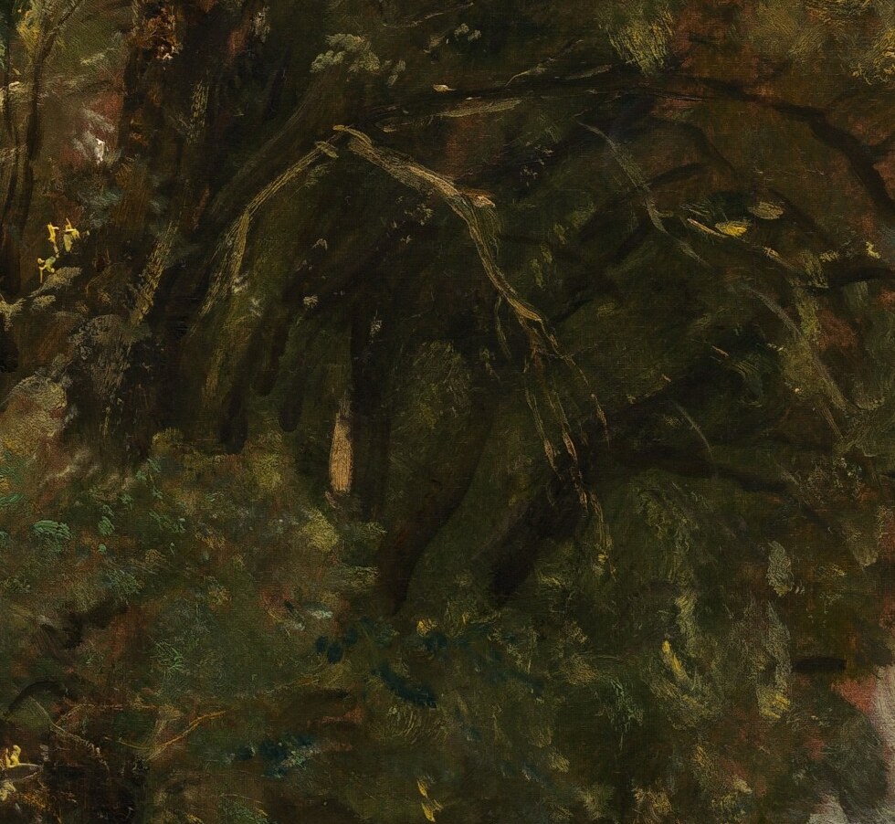 He layered paint to mimic wind rustling through the foliage.