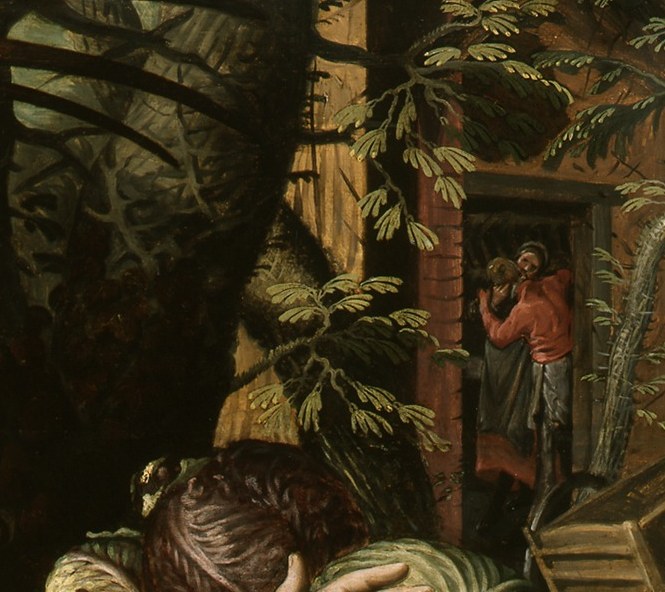 Tucked in the background: a tiny religious scene.
