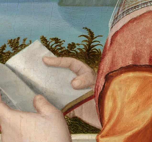 She reads, an act of piety central to her story.