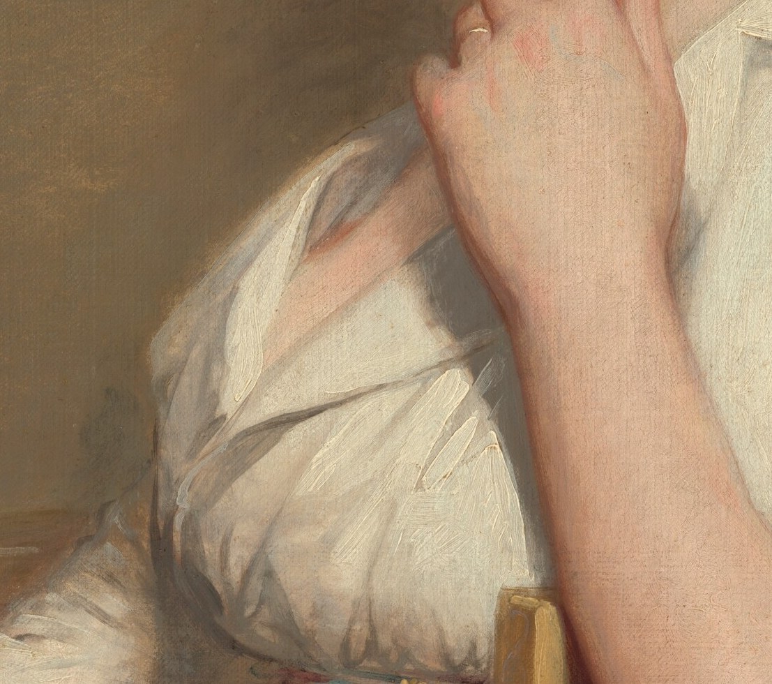 Look at her hand. A gesture she learned in the first family's drawing room.