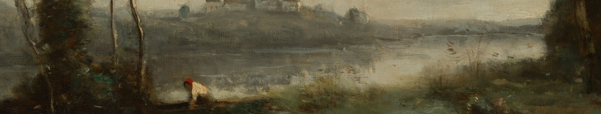 The painting captures the serene essence of rural environments he loved.