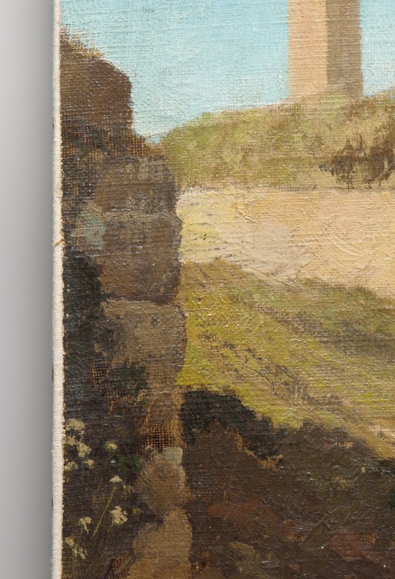 Notice the thick impasto paint, especially on these stone walls.