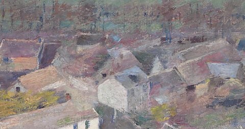 Look at the rooftops. They become an abstract puzzle.