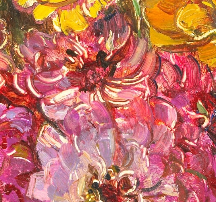 He achieved it with astonishingly thick layers of oil paint.