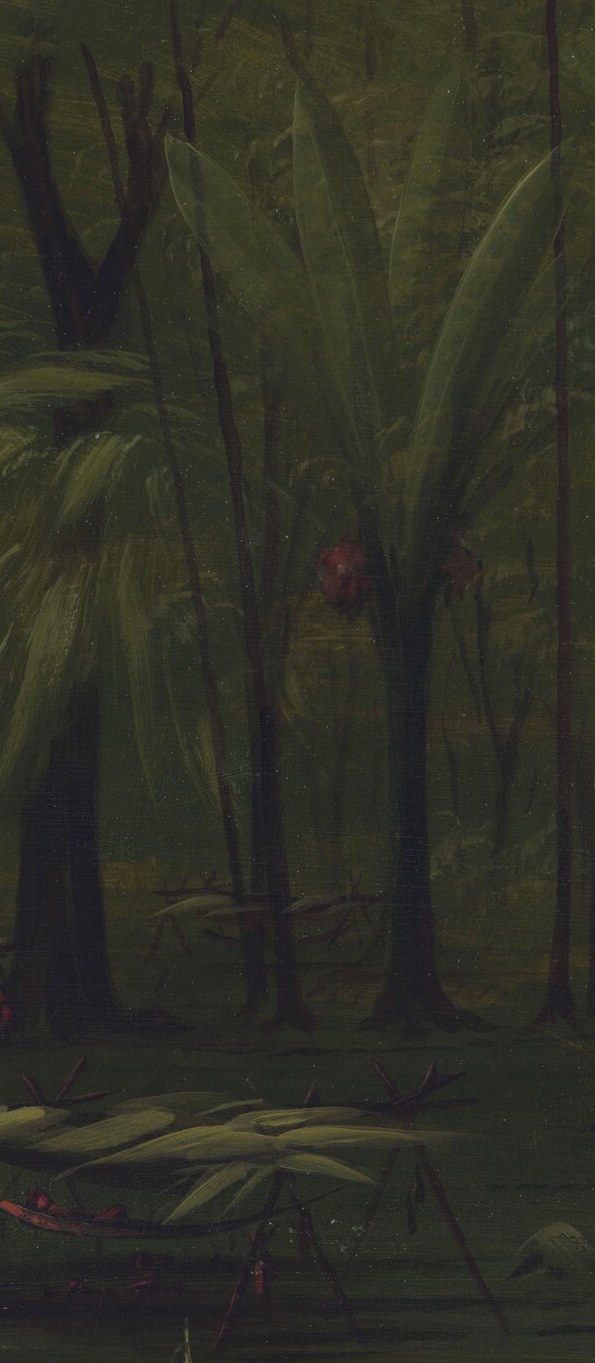 He used thick paint, or impasto, on the tree trunks.