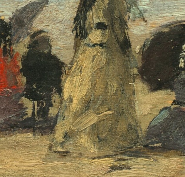 Notice the movement in her flowing yellow dress.