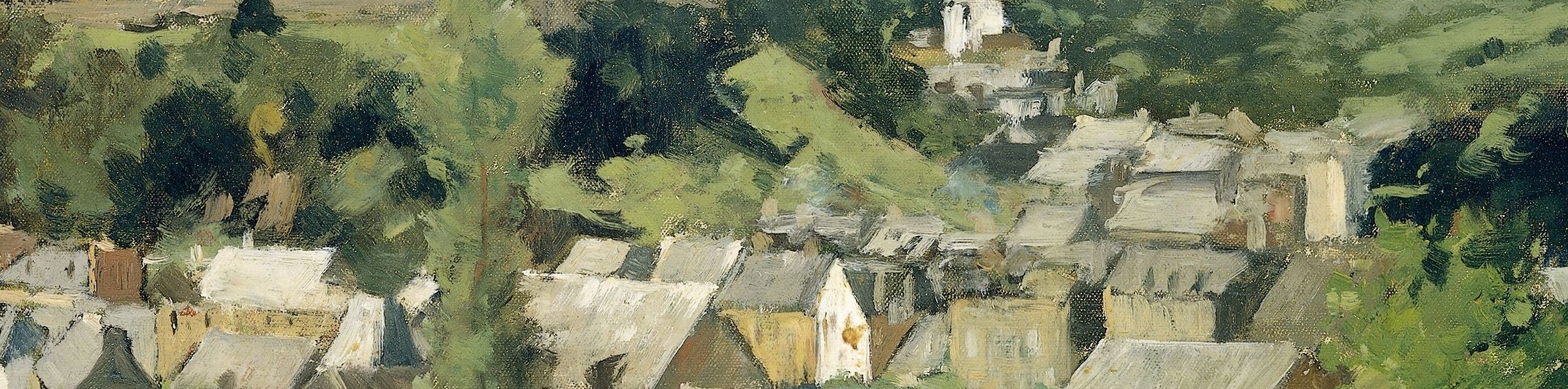 Look closely at the painter's brushwork in the trees.