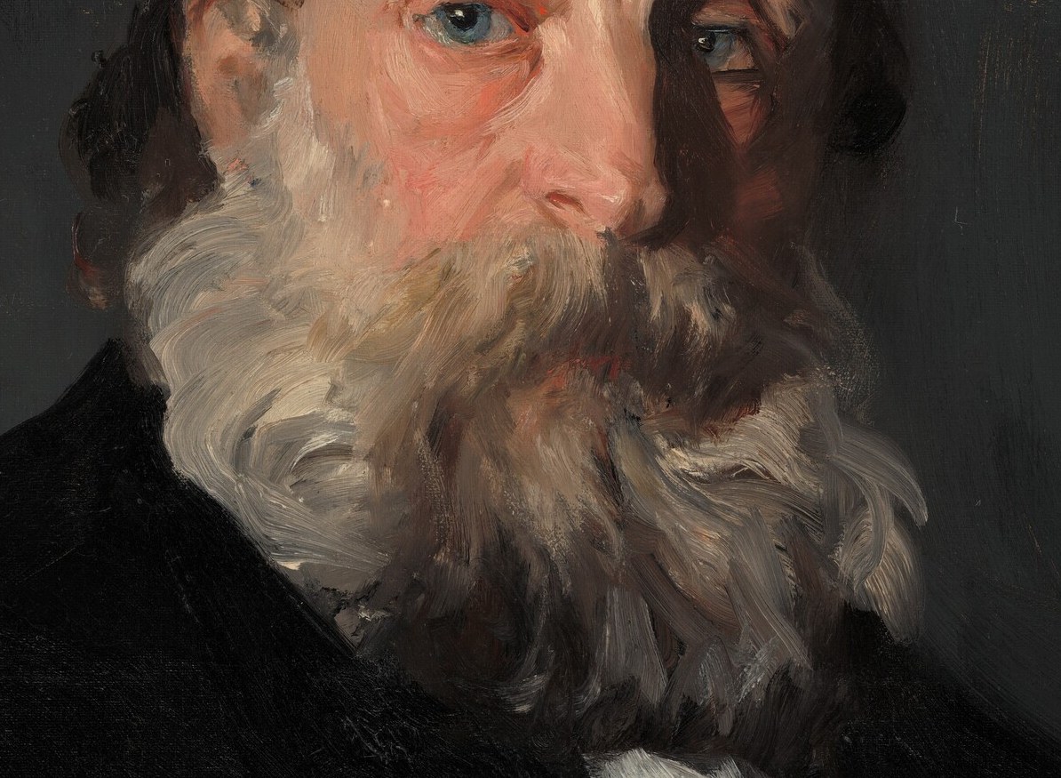 The thick, textured beard adds to the subject's gravitas and suggests a mature, perhaps wise, individual.