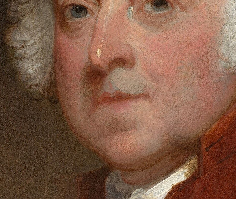 The brightest passage in the whole painting is the white cravat.