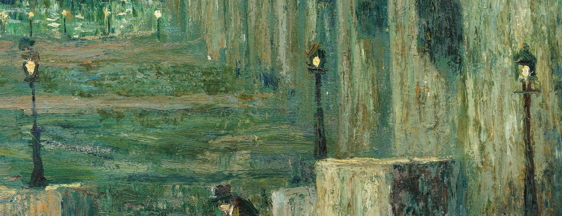 The painter used thick strokes to capture the dark, moving water.