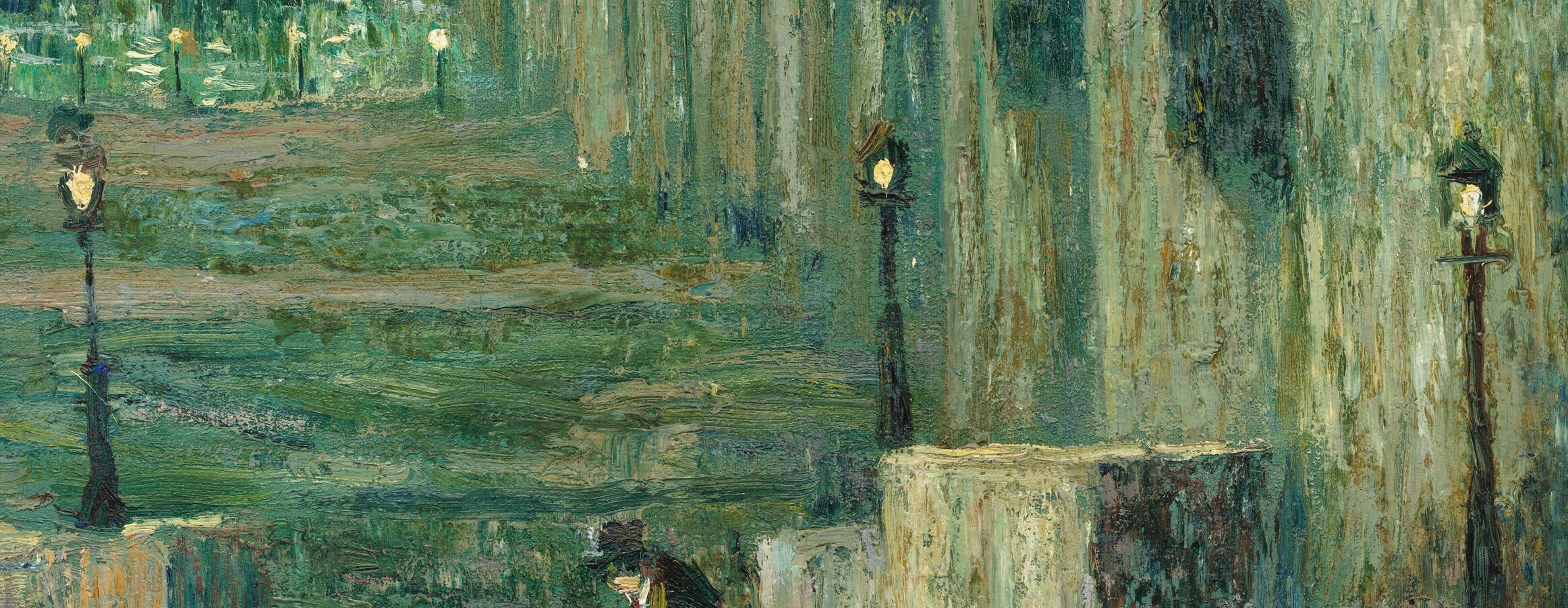 The shimmering, broken reflections of the bridge and lights add a sense of depth and movement to the scene.