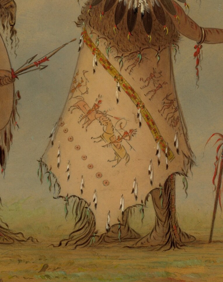 This painting records Indigenous dress and hierarchy.