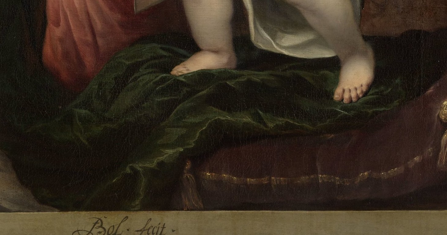 She wears modest attire, not the usual rich silks of her status.