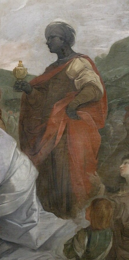 Another Magus, in a turban, holds a golden chalice.