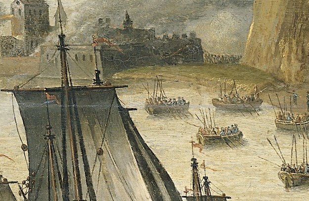 Cannon fire fills the air with billowing smoke.