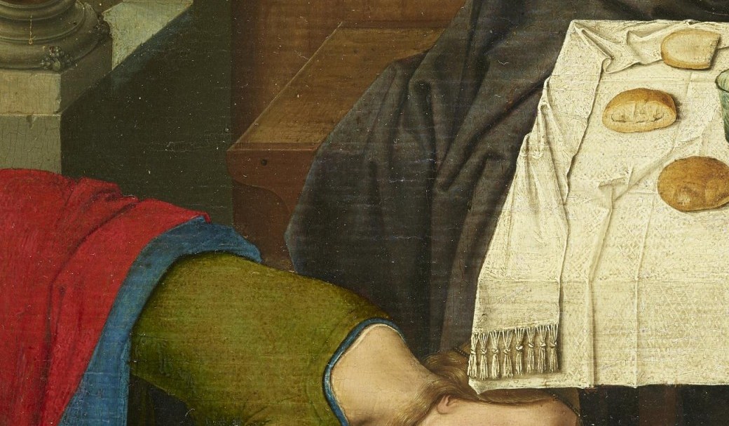Christ's hands do not stop her. He accepts.