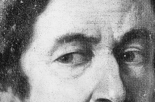 His eyes are the painting's clear focus.