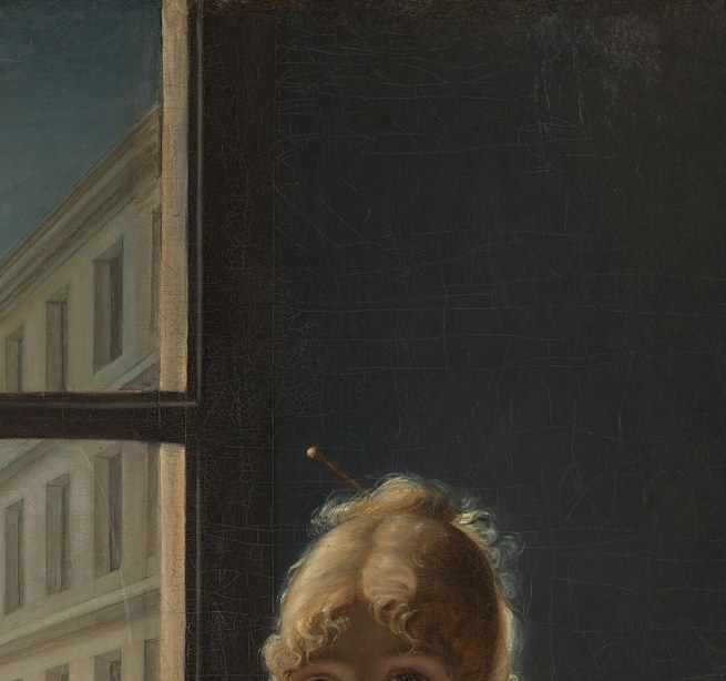 Central psychological anchor , the averted profile keeps her partially withheld from the viewer, generating the painting's famous sense of interior life