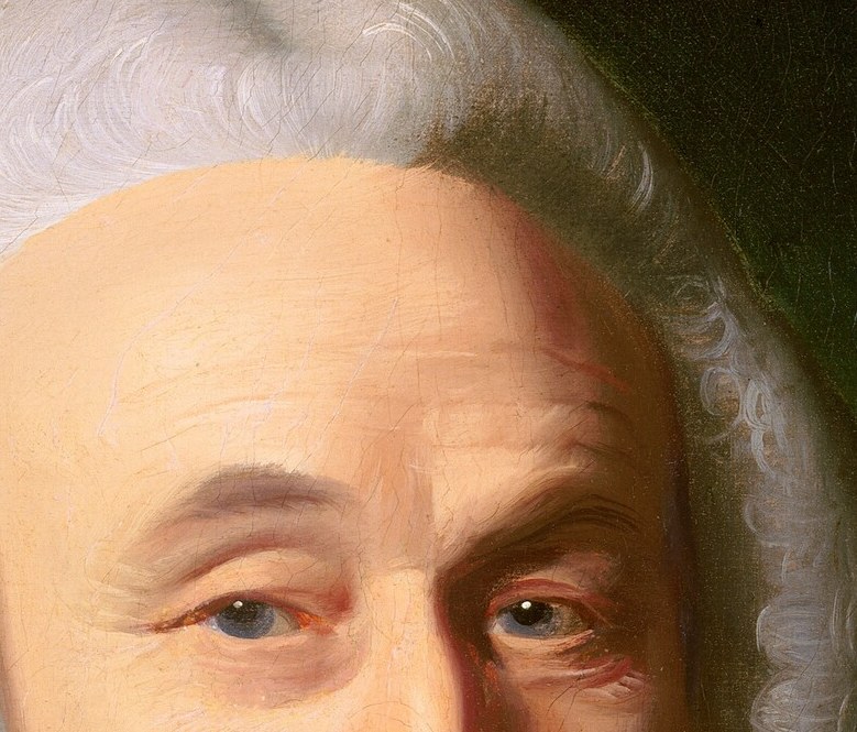 The catch-light in the eye is painted with precise realism , a Copley signature move that gives the sitter a living, watchful presence.