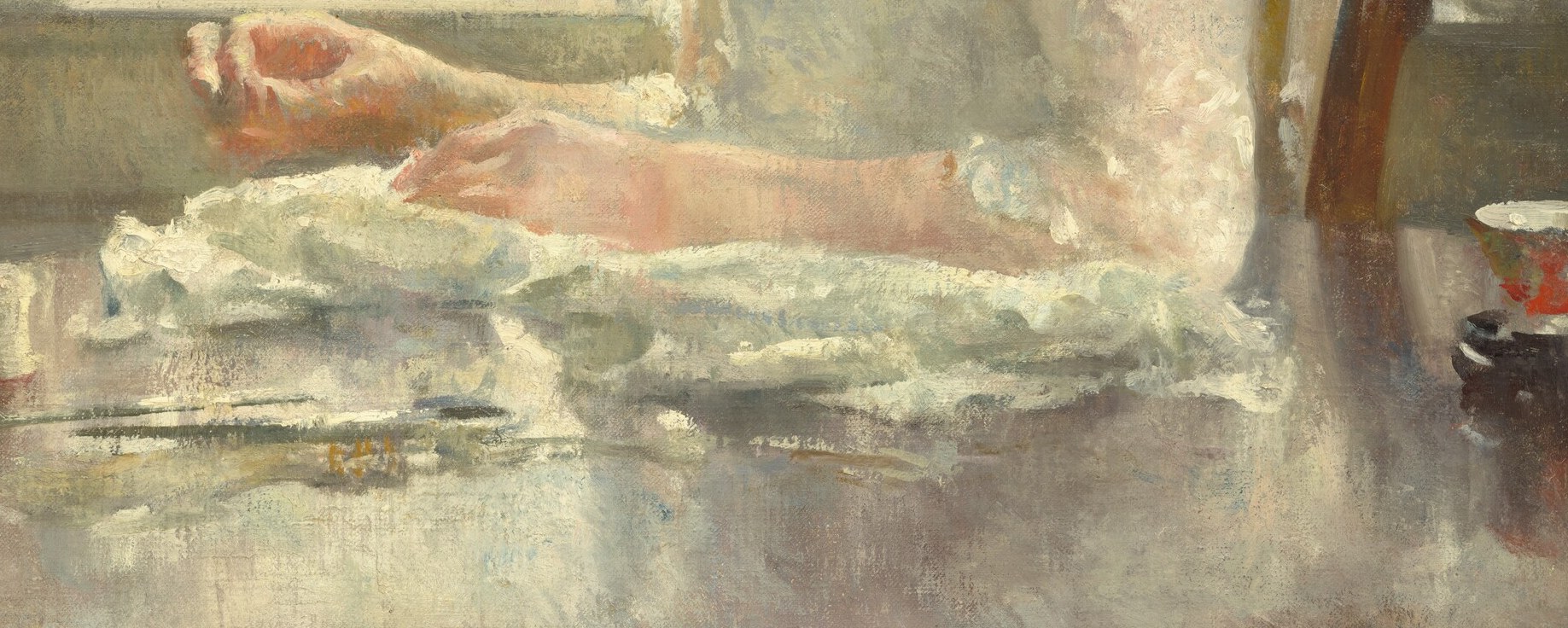 Domestic scenes like this were popular in early 20th-century American art.
