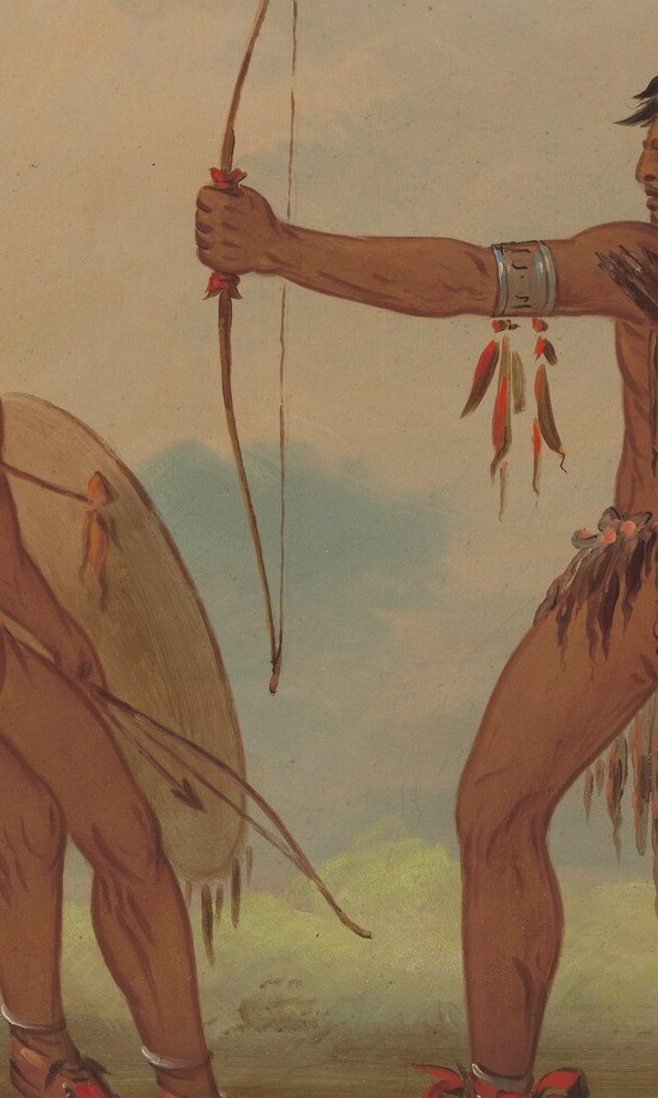 His bow and quiver show readiness for hunting or defense.