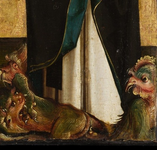 And there at his feet: the very small figure of the bound devil.