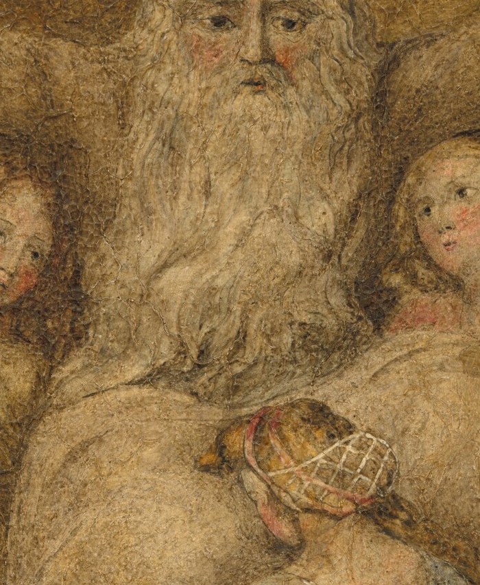 His long white beard shows wisdom and the weight of his trials.