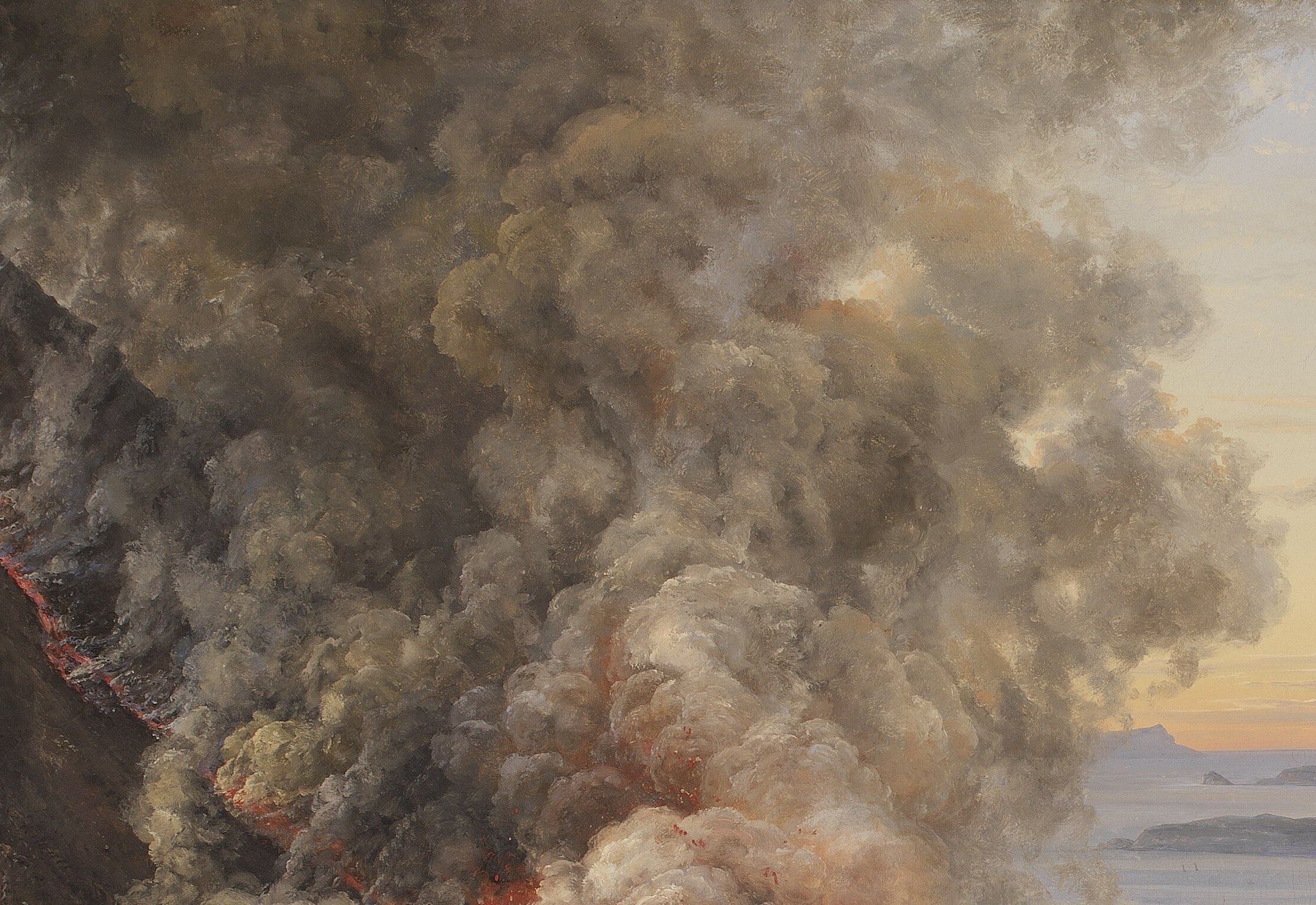 His detailed studies capture the volcano's immense power.