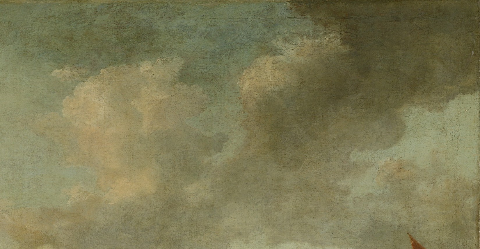 He creates drama with a sweeping, stormy sky.