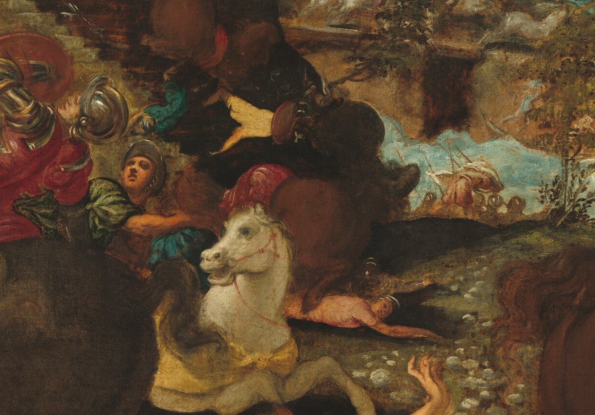 His rapid brushwork captures the chaos of a divine event.