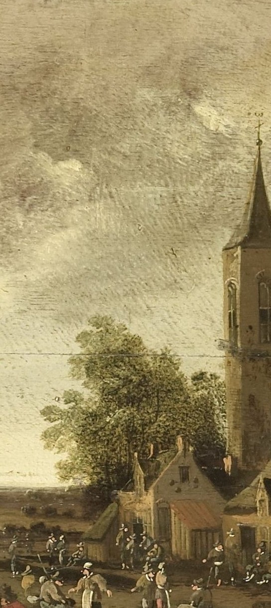 Notice the central church tower, a symbol of community and faith.