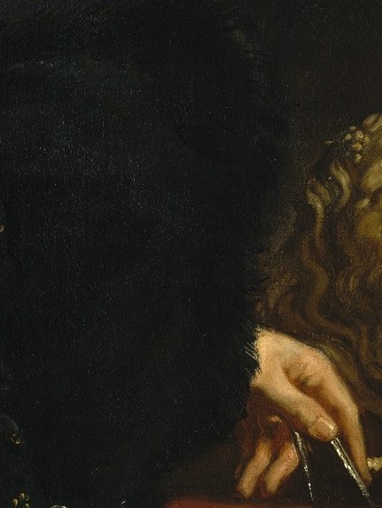 The classical bust marks his love of antiquity.
