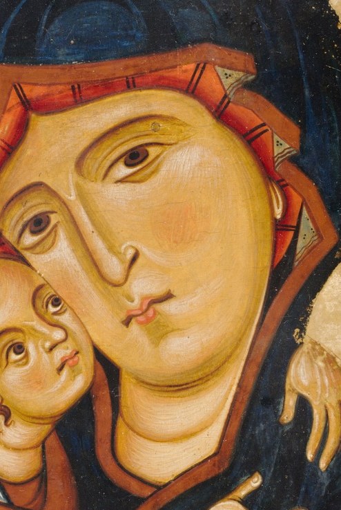The Child presses his cheek to hers, one eye fixed on you.