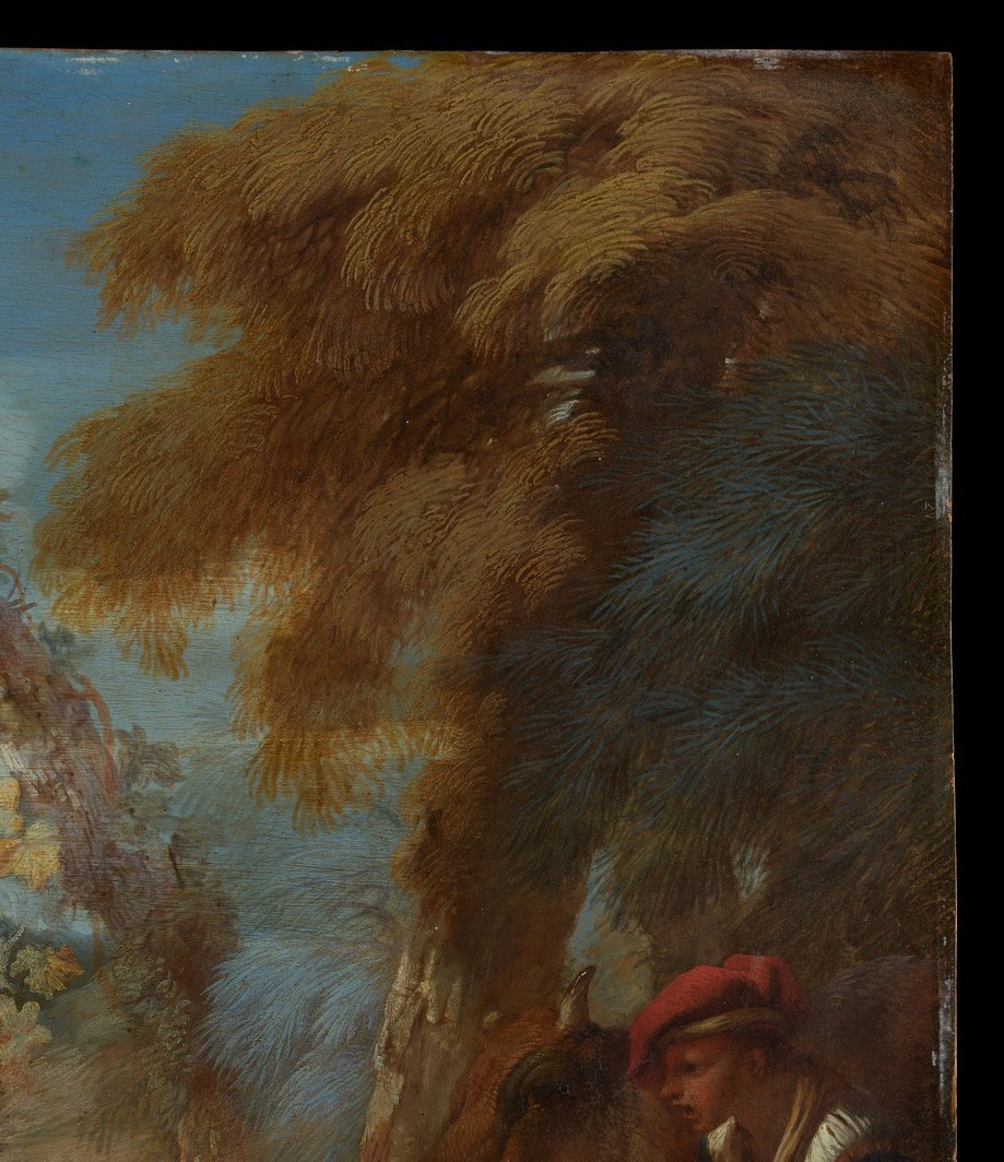 The rich, impasto-like texture of the foliage draws the eye and adds a sense of natural abundance.