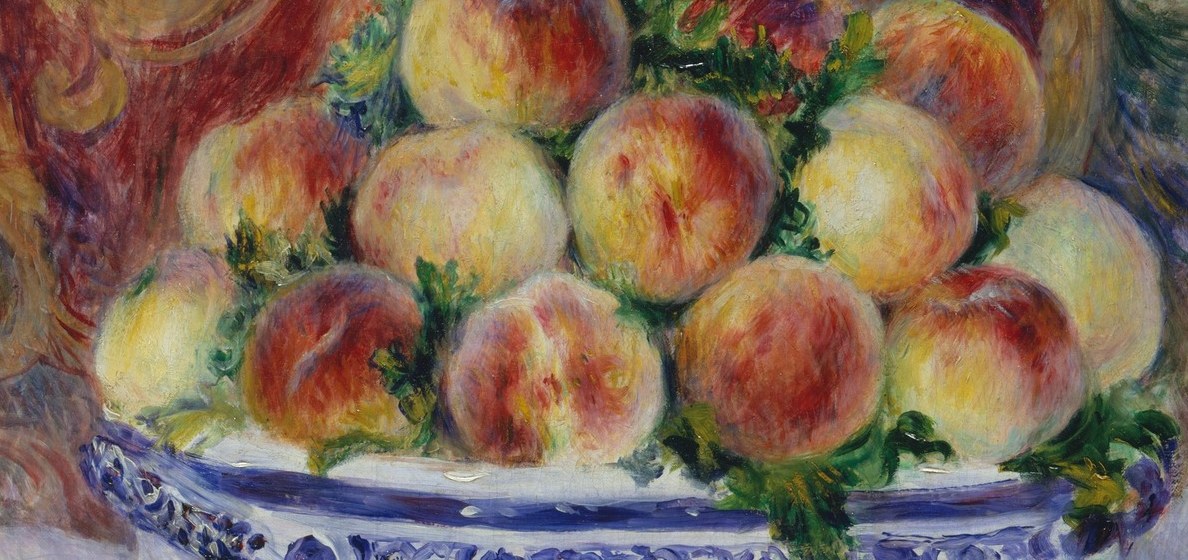 See how he creates the soft, fuzzy skin of the peaches.