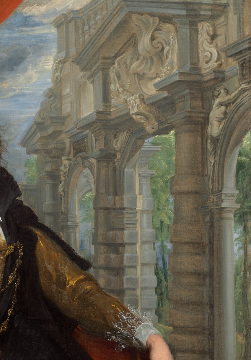 This is the screen Rubens designed for his Antwerp mansion , one of northern Europe's first classically styled structures , making the background a portrait of the patron's ambitions as much as his wife.