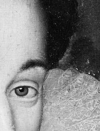 And at his ear, a detail that scandalised the Catholic conservatives.