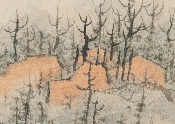Small orange-roofed buildings nestle on the hillside, a human touch.