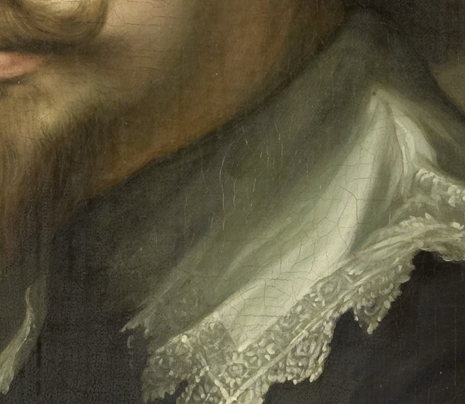 The intricate detail and delicate texture of the lace highlight the sitter's status and the artist's skill.