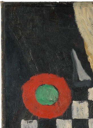 A cockade-like target form that rhymes with the Iron Cross, suggesting rank badges accumulate like wounds.
