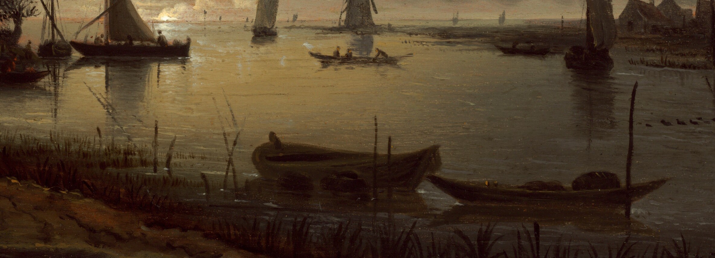 This dramatic chiaroscuro creates the evening mood.