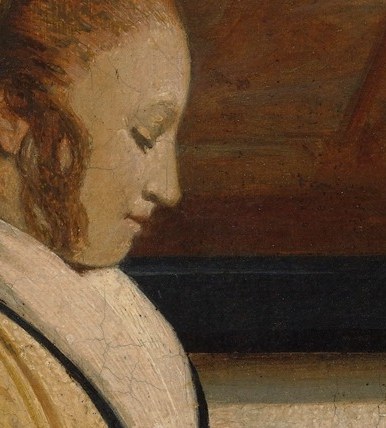 The subtle rendering of her features suggests a serene and introspective mood.
